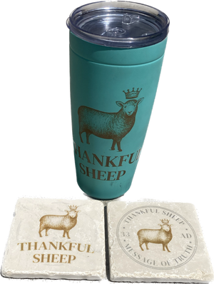 Thankful Sheep Message of Truth Stone Coaster