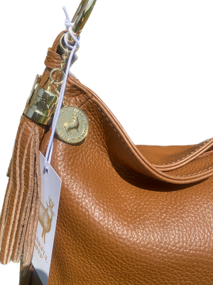 Thankful Sheep Leather Shoulder Handbag Camel