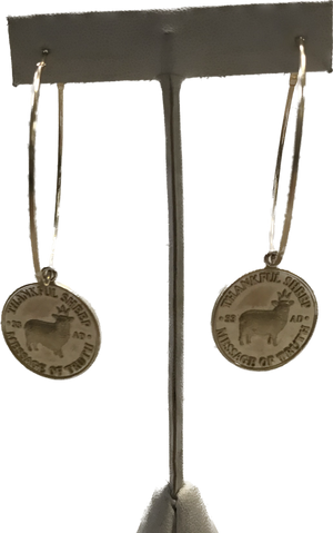 Thankful Sheep Coin Drop Earrings