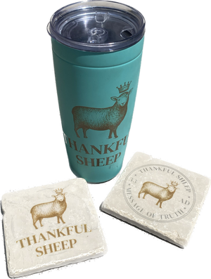 Thankful Sheep Message of Truth Stone Coaster