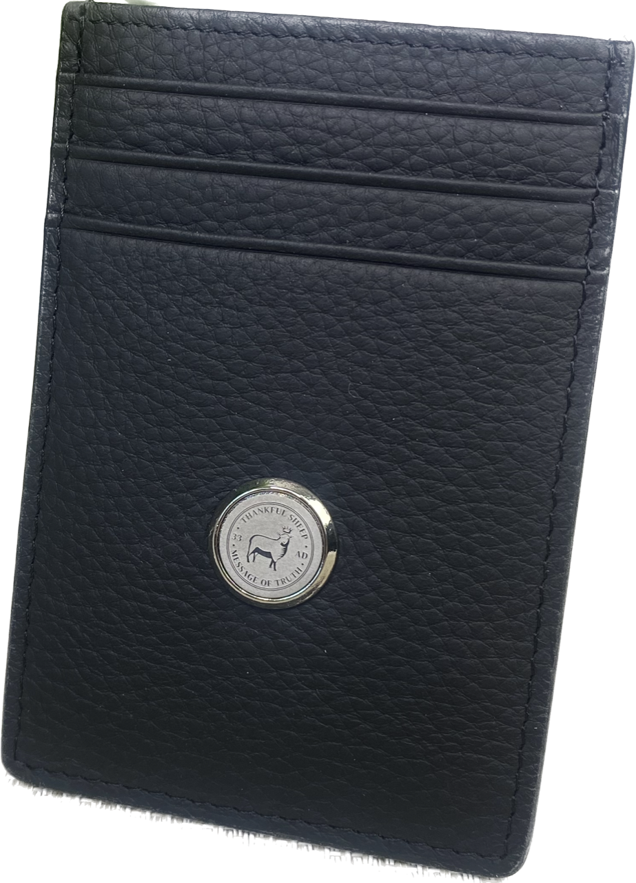 Thankful Sheep "Message of Truth" Medallion Leather Money Clip