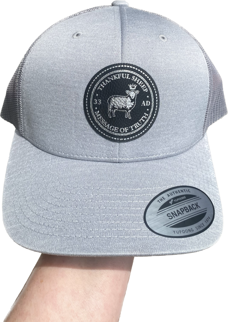 Thankful Sheep Trucker Hat Gray