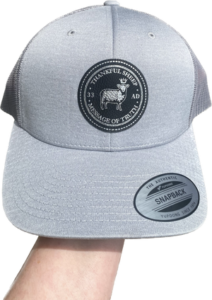 Thankful Sheep Trucker Hat Gray