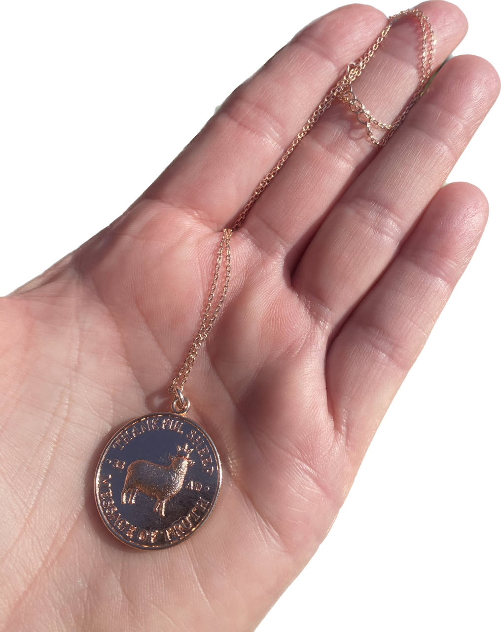 Thankful Sheep Insignia Pendant Rose Gold