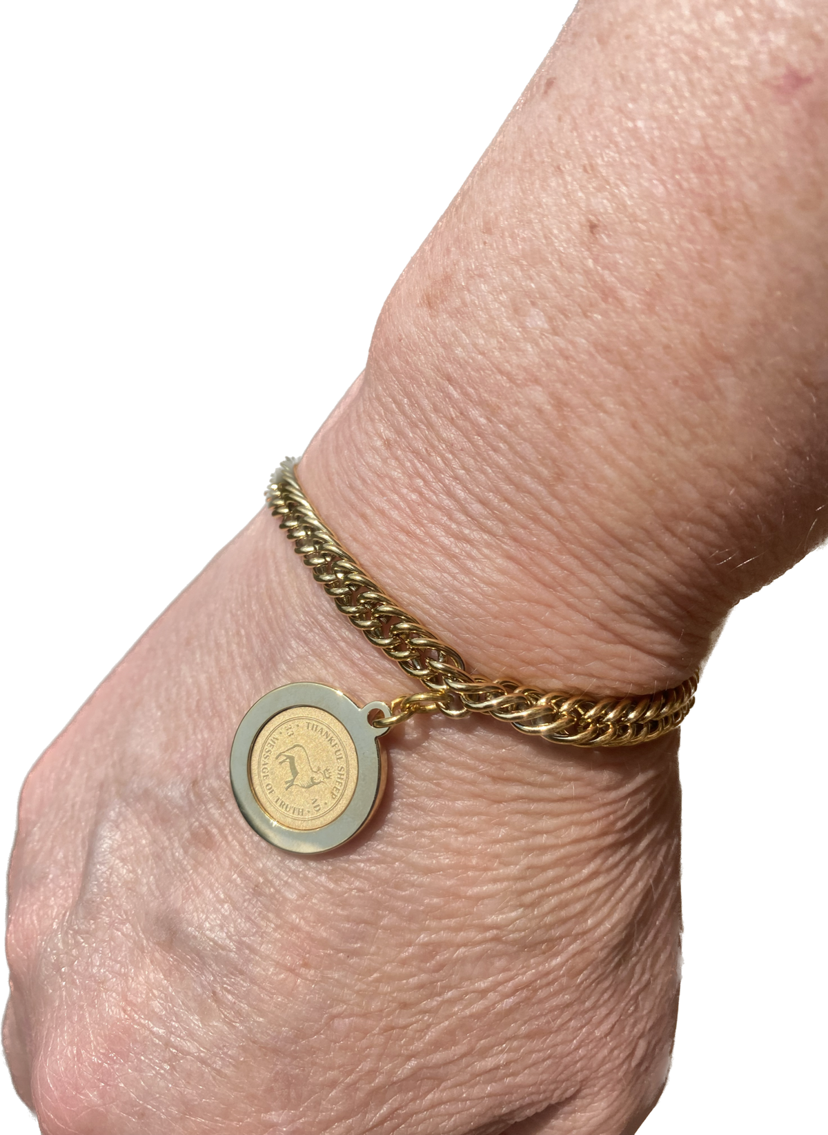 Thankful Sheep "Message of Truth" Charm Bracelet Gold