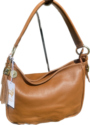 Thankful Sheep Leather Shoulder Handbag Camel