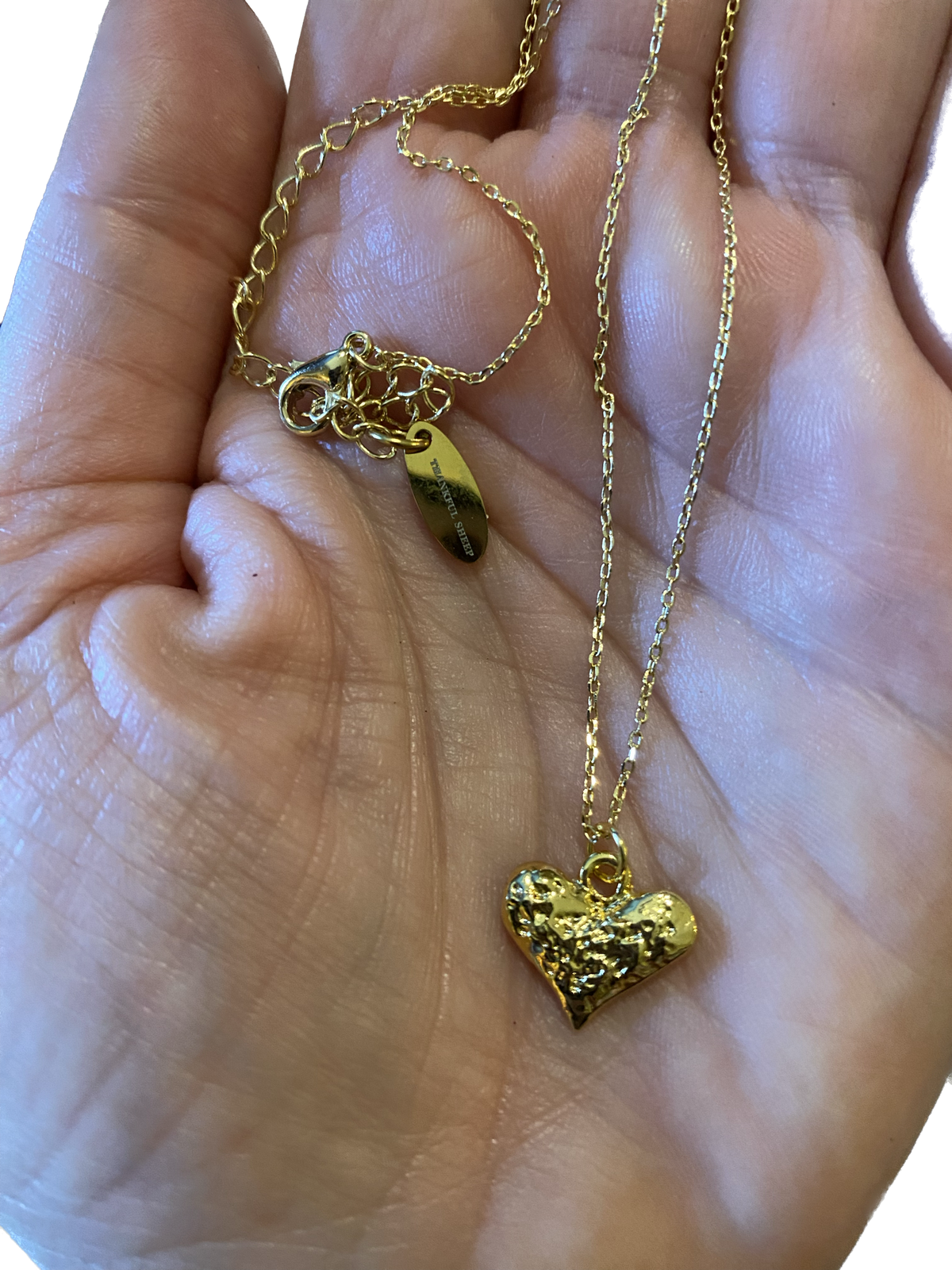 Thankful Sheep Small Hammered Puffy Heart