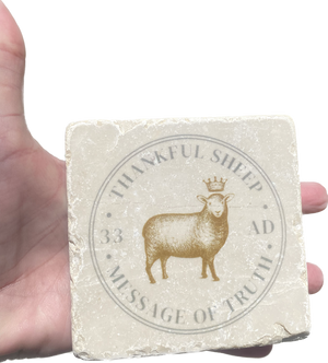 Thankful Sheep Message of Truth Stone Coaster