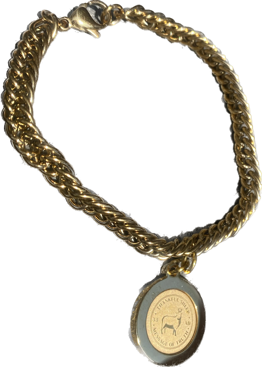 Thankful Sheep "Message of Truth" Charm Bracelet Gold