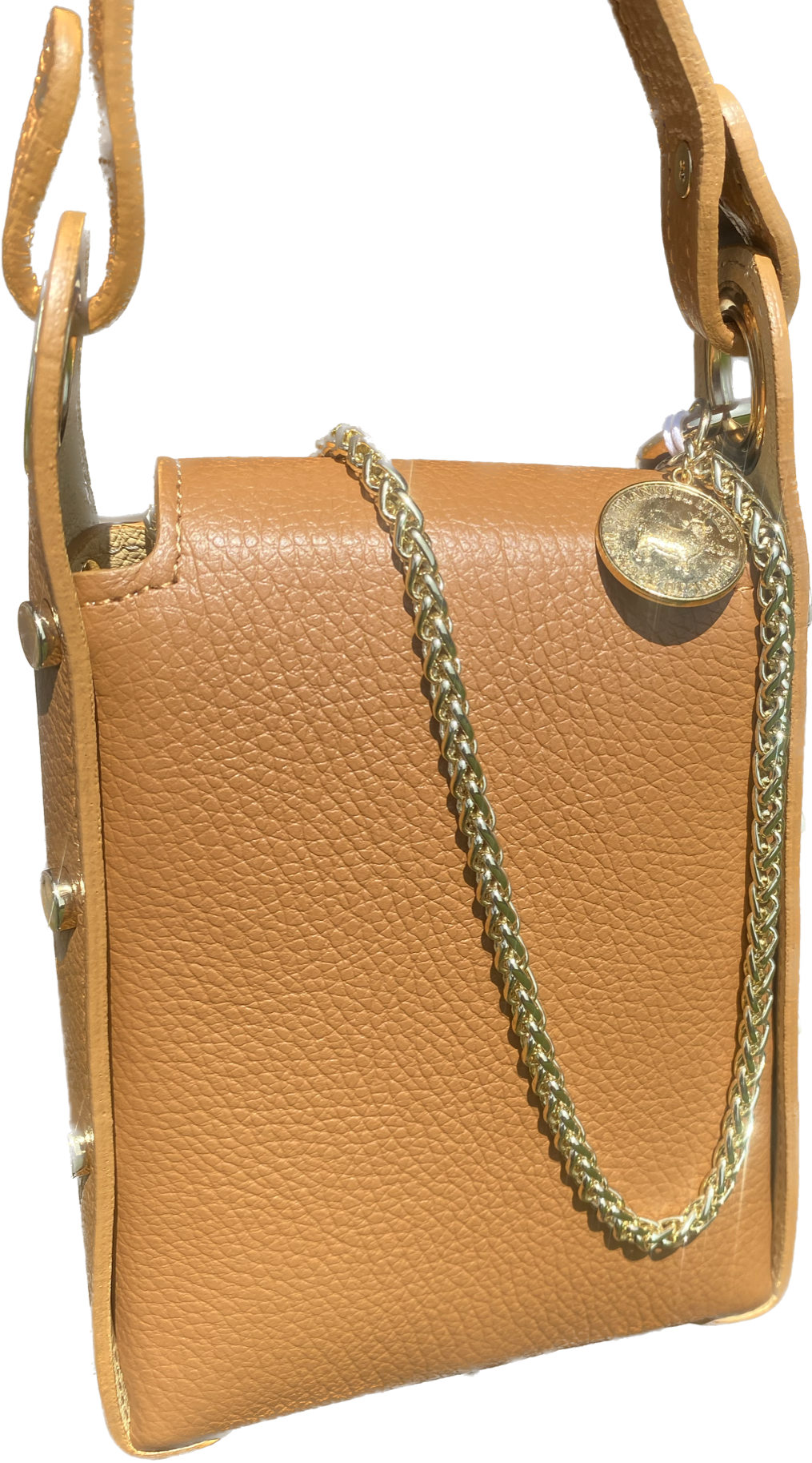 Leather "Bee" Small Crossbody in Camel
