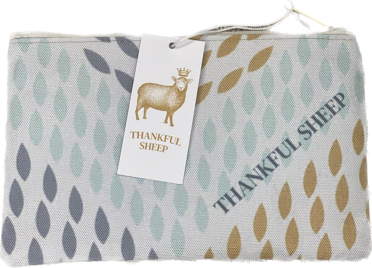 Thankful sheep Whispers Zipper Pouch   Light Gray/Gray/Gold/Blue