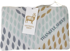 Thankful sheep Whispers Zipper Pouch   Light Gray/Gray/Gold/Blue