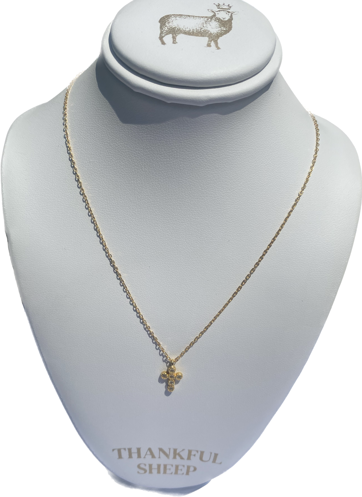 Thankful Sheep 925 Sterling Silver CZ Cross Necklace