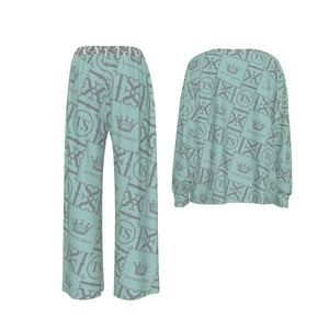 Thankful Sheep Icons Loungewear Set   Blue/Gray