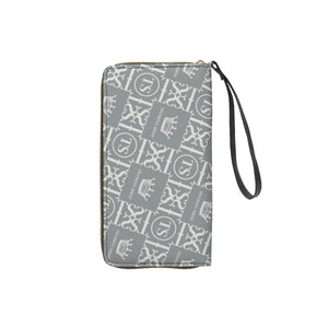 Thankful Sheep Icons Zip Wallet With Strap  Gray/Light Gray