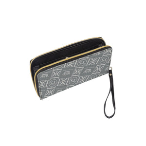 Thankful Sheep Icons Zip Wallet With Strap  Gray/Light Gray