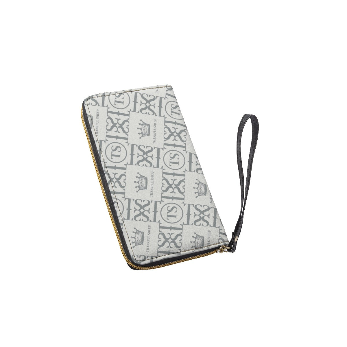 Thankful Sheep Icons Zip Wallet With Strap Light Gray/Gray