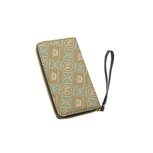 Thankful Sheep Icons Zip Wallet With Strap  Gold/Blue/Light Gray