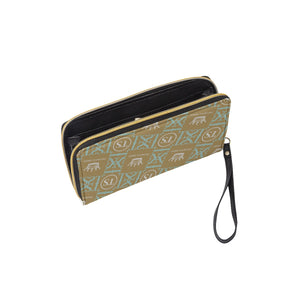 Thankful Sheep Icons Zip Wallet With Strap  Gold/Blue/Light Gray