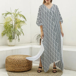 Thankful Sheep Acro  V-Neck Kaftan  Gray/Light Gray