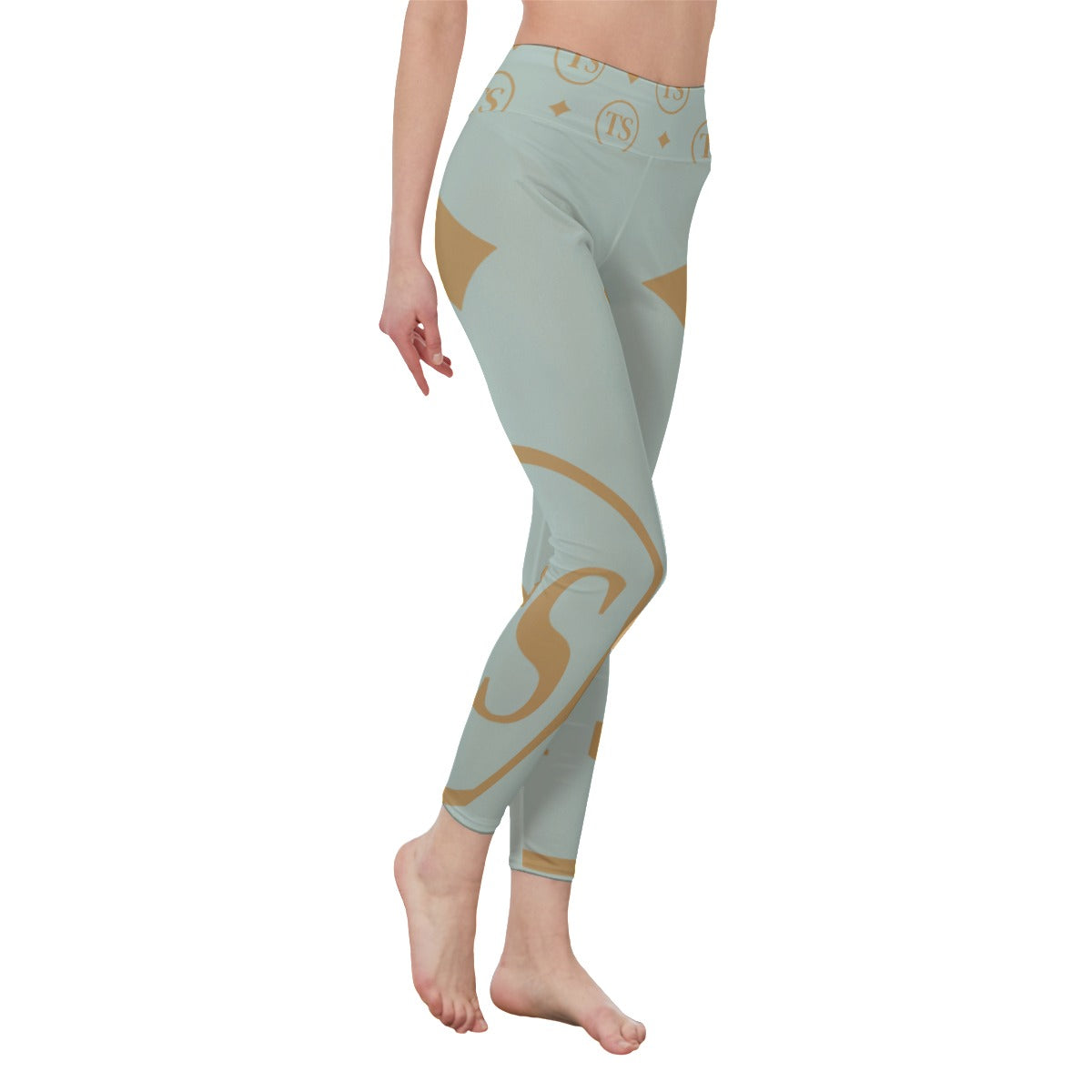 Thankful Sheep TS Circle High Waist Leggings  Blue/Gold