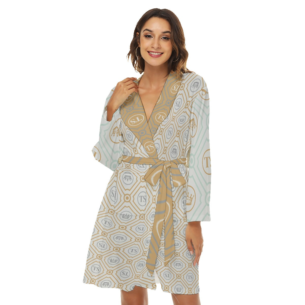 Thankful Sheep Pattern Mix Women's Robe