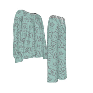 Thankful Sheep Icons Loungewear Set   Blue/Gray