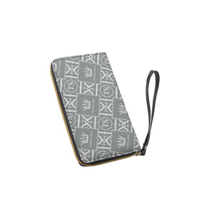 Thankful Sheep Icons Zip Wallet With Strap  Gray/Light Gray