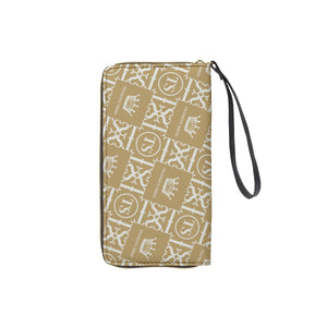 Thankful Sheep Icons Zip Wallet With Strap  Gold/Light Gray