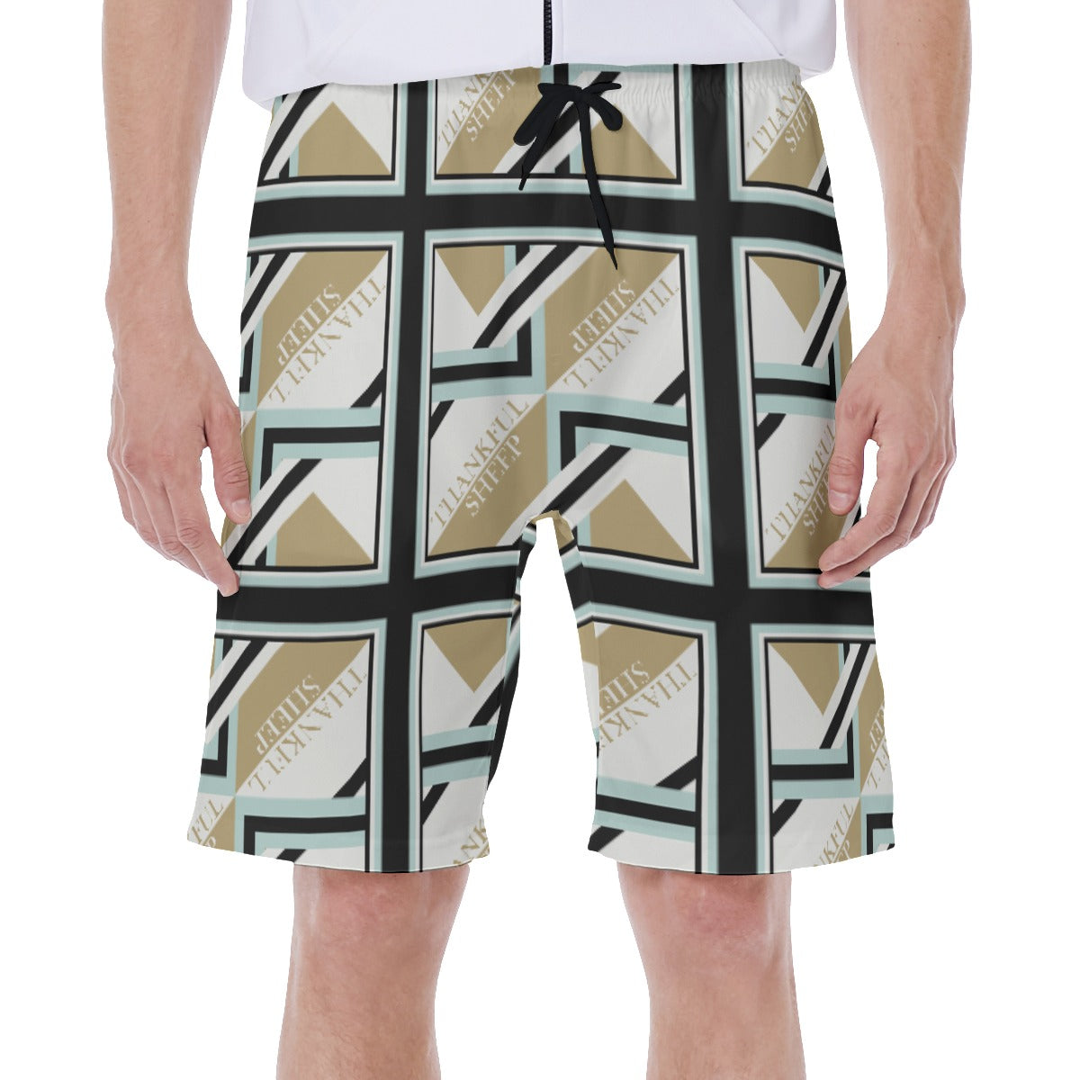 Thankful Sheep Bold Sheep Men's Swim Trunks   Gold/Blue/Light Gray/Black