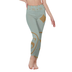 Thankful Sheep TS Circle High Waist Leggings  Blue/Gold