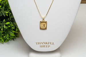 Thankful Sheep Initial Pendant Necklace