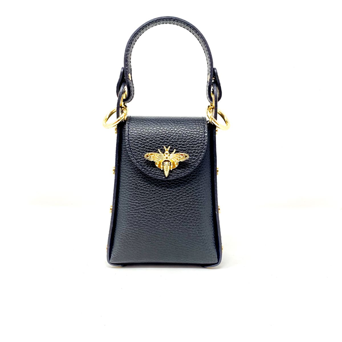 Leather "Bee" Small Crossbody in Black