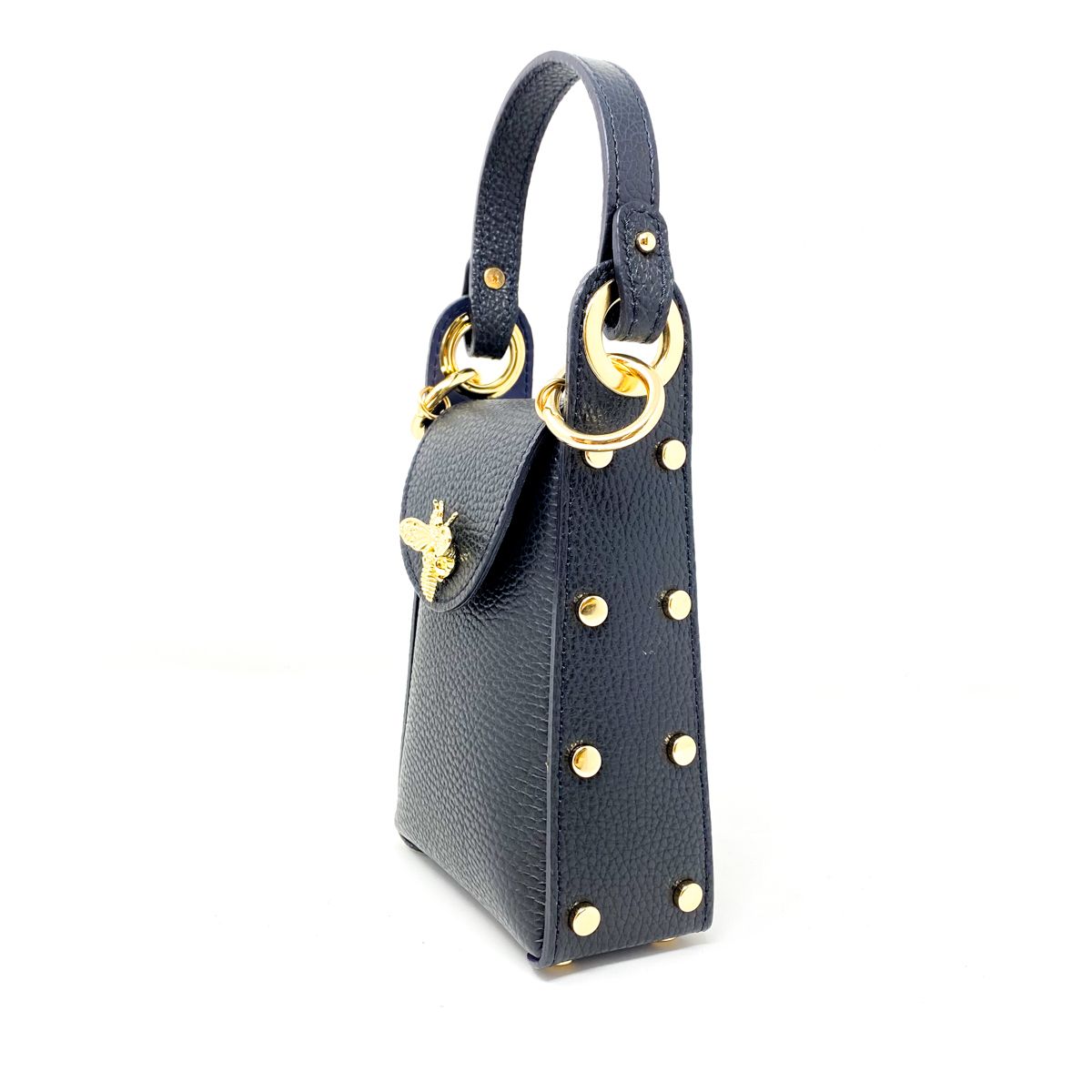 Leather "Bee" Small Crossbody in Black