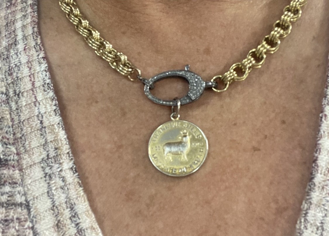 Thankful Sheep Triple Rings Link Necklace With "Message of Truth" Medallion