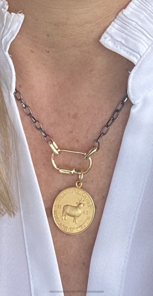 Thankful Sheep Message of Truth Coin Insignia Necklace